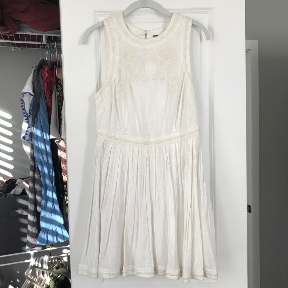 Free People Cream Embroidered Dress
